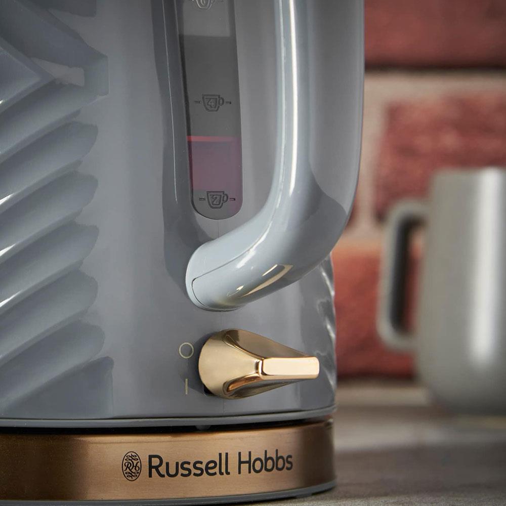 Russell Hobbs Groove Electric Kettle With Perfect Pour 3000W 1.7 Liter - Grey