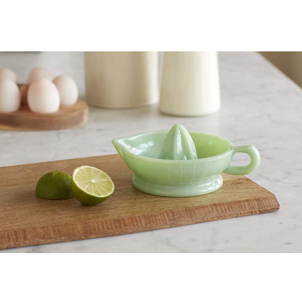 KitchenCraft Serenity Milk Glass Lemon Squeezer/Citrus Juicer - Jade Green