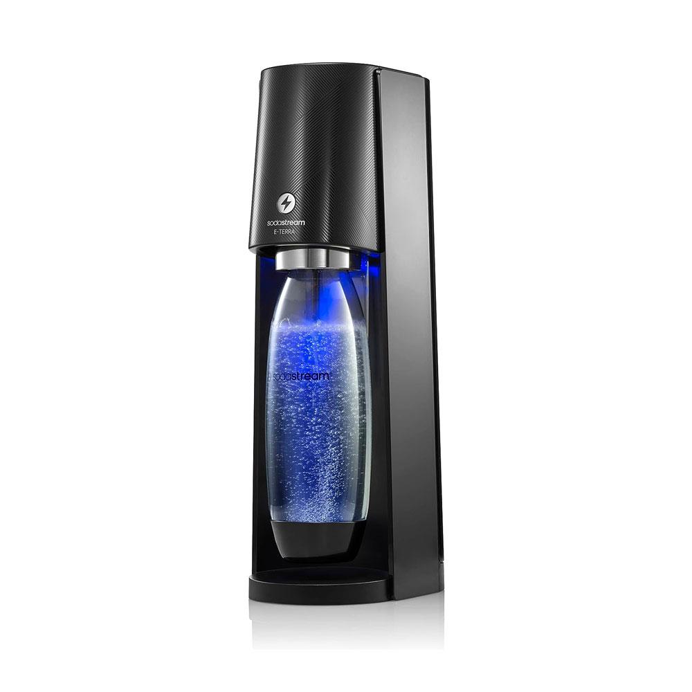 SodaStream E-Terra Sparkling Machine And Fizzy Water Bottle 1L With Co2 Gas Bottle - Black