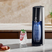 SodaStream E-Terra Sparkling Machine And Fizzy Water Bottle 1L With Co2 Gas Bottle - Black
