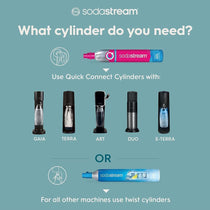 SodaStream E-Terra Sparkling Machine And Fizzy Water Bottle 1L With Co2 Gas Bottle - Black