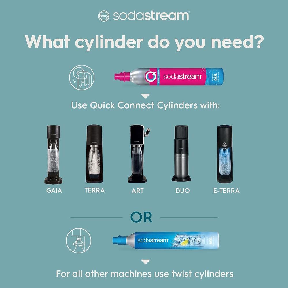 SodaStream E-Terra Sparkling Machine And Fizzy Water Bottle 1L With Co2 Gas Bottle - Black