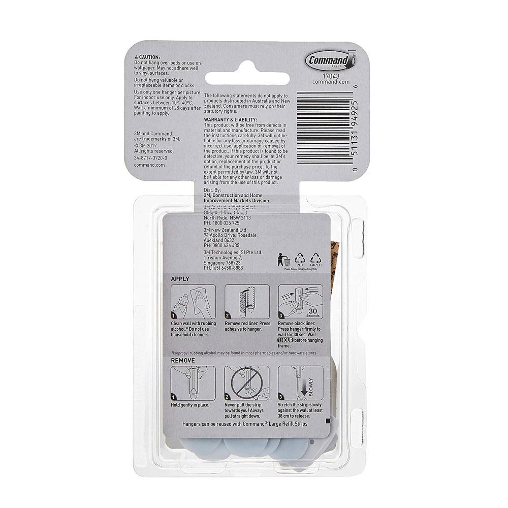 3M Command Wire-Backed Picture Hanger Large 3 Hangers And 6 Large Strips Value Pack - White