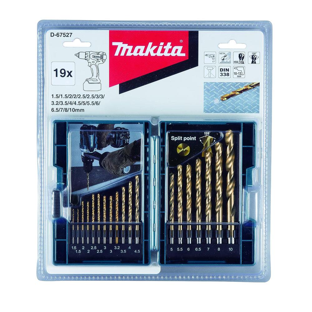Makita HSS-TIN Metal Bit Set 1.5mm To 10mm - 19 Piece Main image