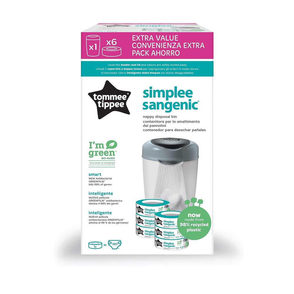 Tommee Tippee Simplee Sangenic Nappy Disposal Kit - White