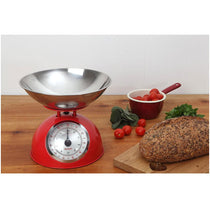 Dexam Mechanical Scales With Stainless Steel 2 Litre Bowl Measurements Up To 5kg - Red