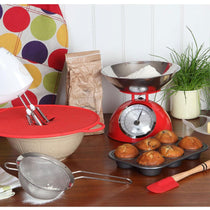 Dexam Mechanical Scales With Stainless Steel 2 Litre Bowl Measurements Up To 5kg - Red