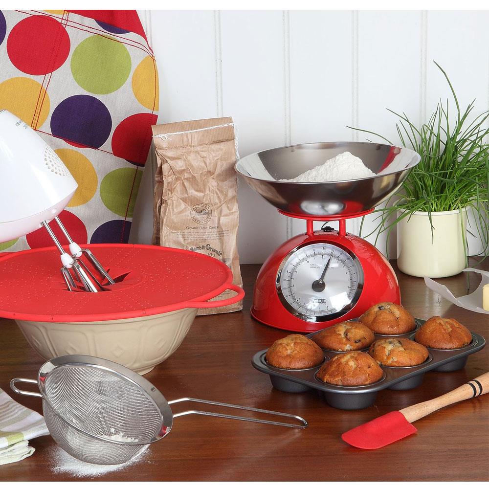Dexam Mechanical Scales With Stainless Steel 2 Litre Bowl Measurements Up To 5kg - Red