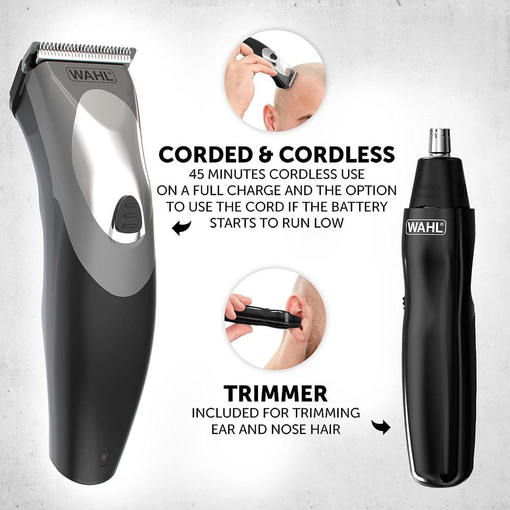 Wahl Clip N Rinse Cordless Hair Clipper And Nose Trimmer Home Haircutting Kit - Black Secondary image