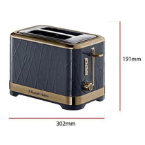 Russell Hobbs Structure 2 Slice Toaster Stainless Steel 1050W - Ombre Blue