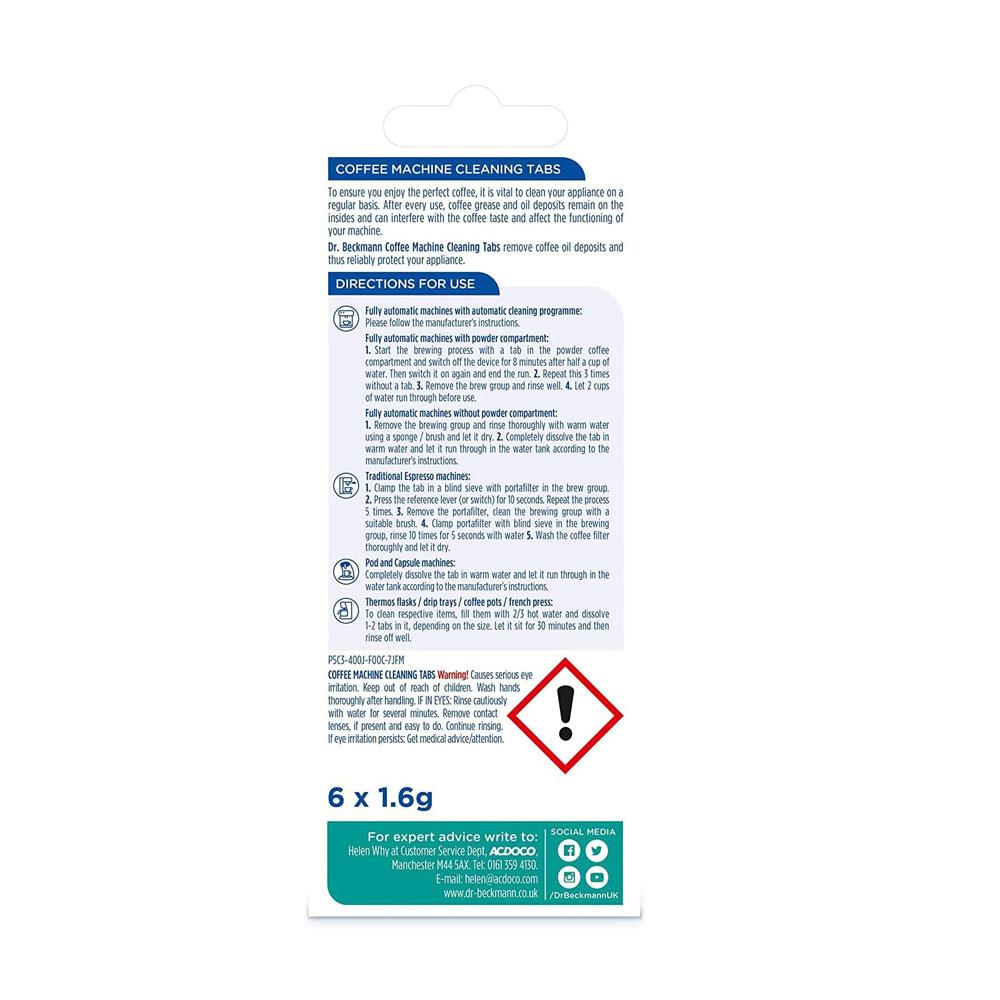 Dr Beckmann Coffee Machine Cleaning Tabs With Active Oxygen Formula - 6 Tabs