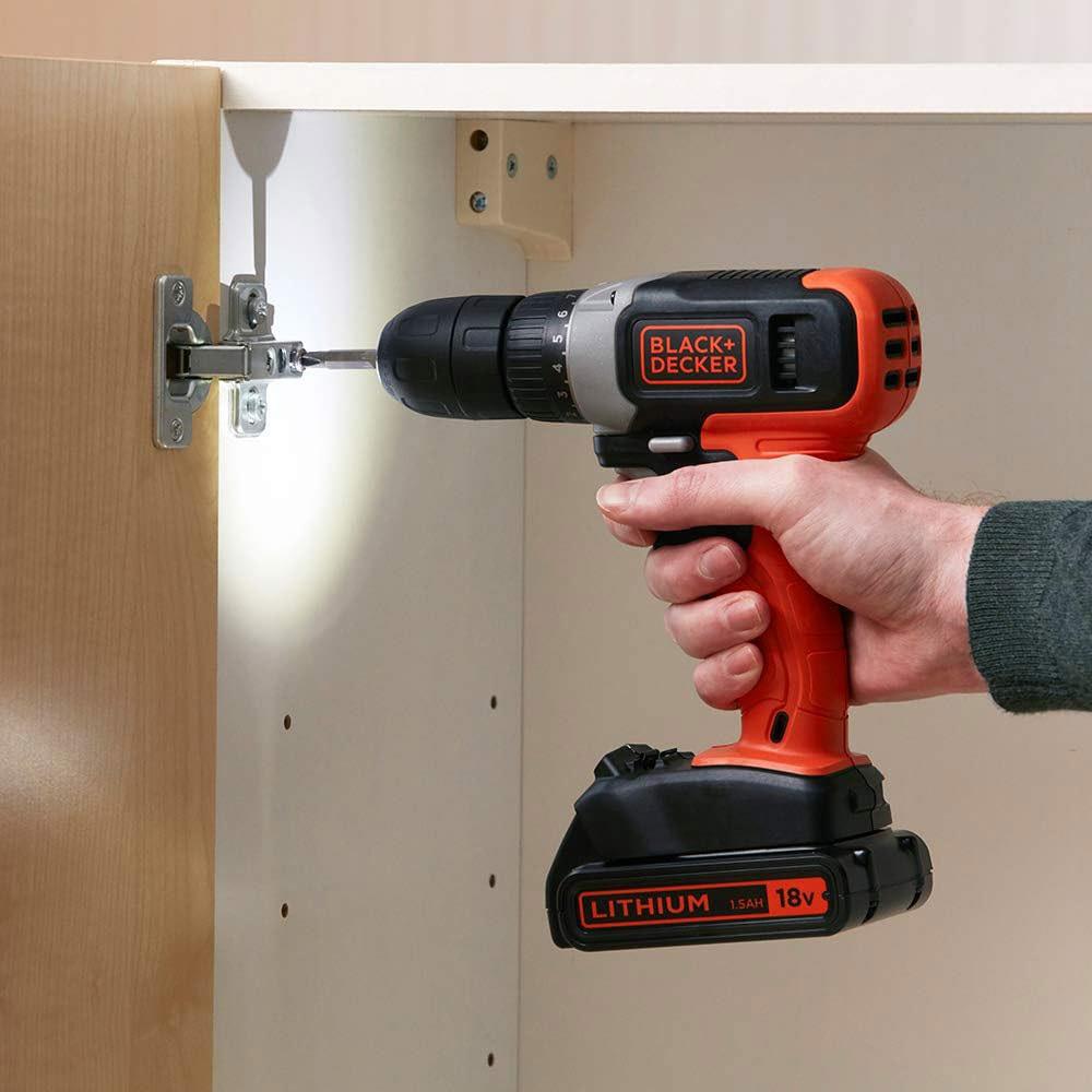 Black & Decker 18V Lithium-ion Drill Driver With 1.5Ah Battery & 400mA Charger - Orange/Black