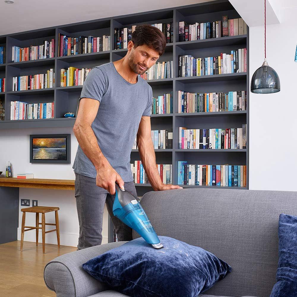 Black & Decker 7.2V Wet And Dry Dustbuster Cordless Hand Vacuum With Accessories 14W 0.38 Litres - Blue/Grey