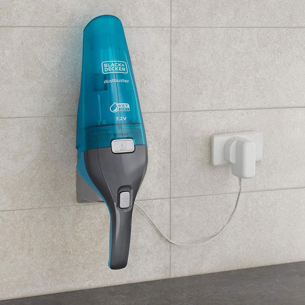 Black & Decker 7.2V Wet And Dry Dustbuster Cordless Hand Vacuum With Accessories 14W 0.38 Litres - Blue/Grey