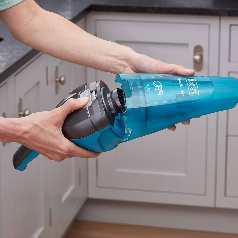 Black & Decker 7.2V Wet And Dry Dustbuster Cordless Hand Vacuum With Accessories 14W 0.38 Litres - Blue/Grey