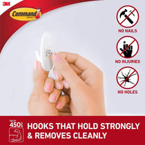 3M Command Designer Hooks Small 2 Hooks And 4 Small Strips 450g Holding Power - White