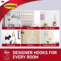 3M Command Designer Hooks Small 2 Hooks And 4 Small Strips 450g Holding Power - White