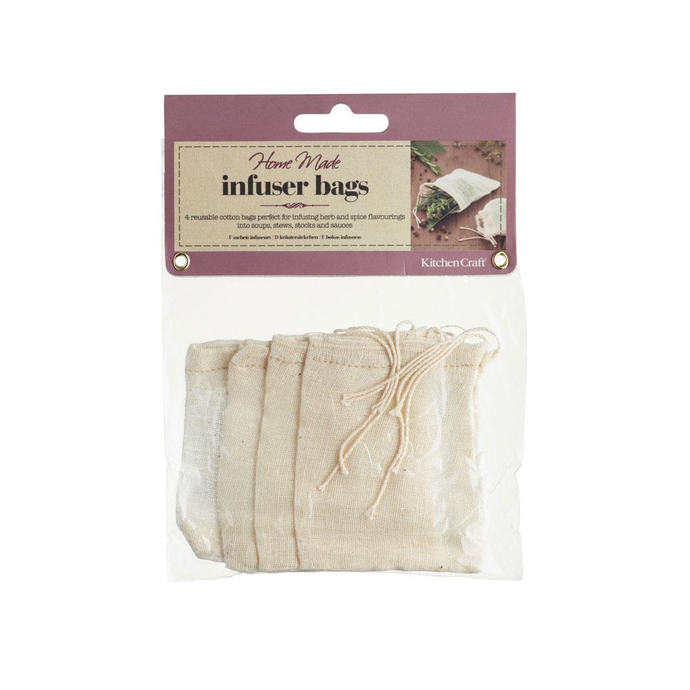 KitchenCraft Home Made Spice Cooking Bags Pack of 4 - White