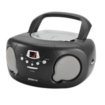 Groov-e Original Boombox Portable CD Player With Radio 3.5mm AUX Input Headphone Jack - Black