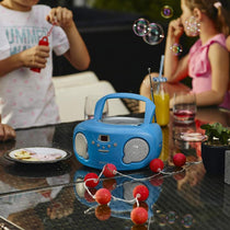 Groov-e Original Boombox Portable CD Player With Radio 3.5mm AUX Input Headphone Jack - Black