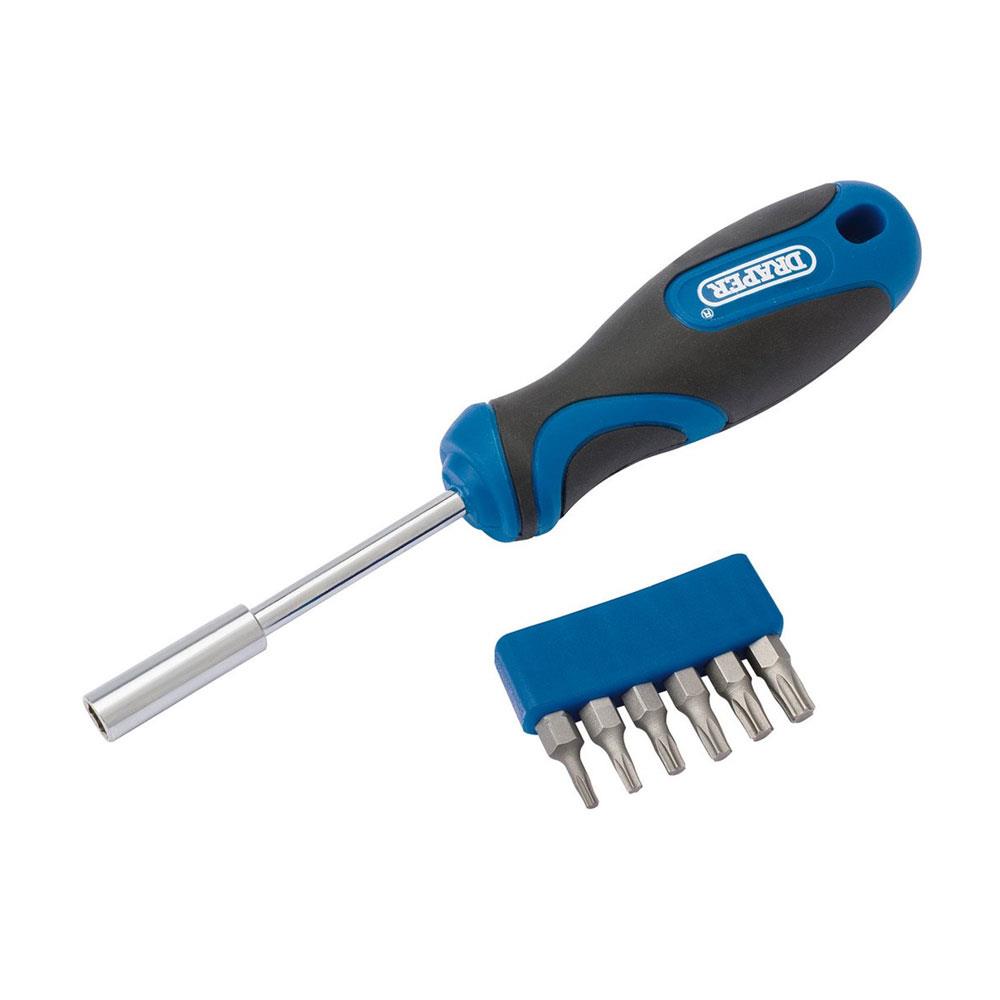 Draper TX-STAR Screwdriver Soft Grip Driver And Bit Set 7 Piece - Blue