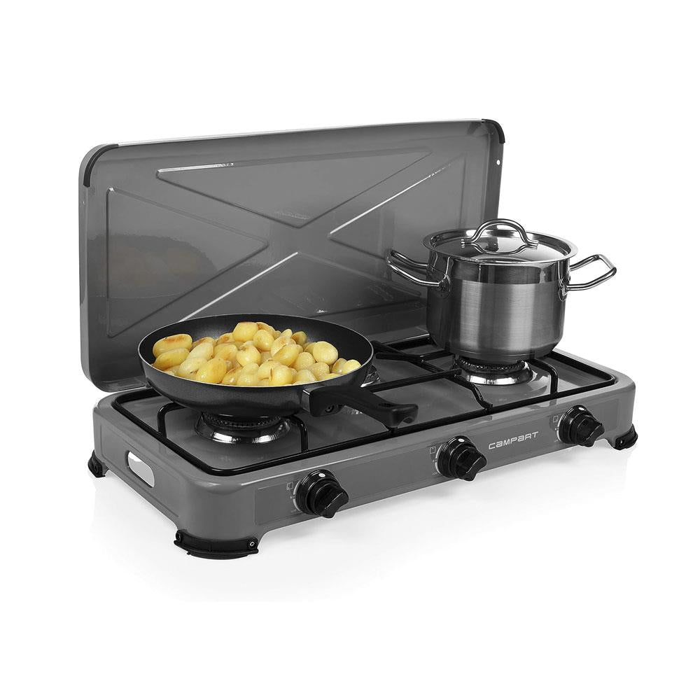 Campart 3 Burner Gas Stove Quebec Stainless Steel 4000W - Grey