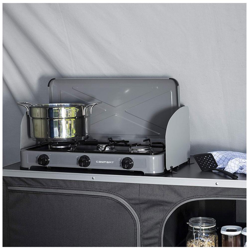 Campart 3 Burner Gas Stove Quebec Stainless Steel 4000W - Grey