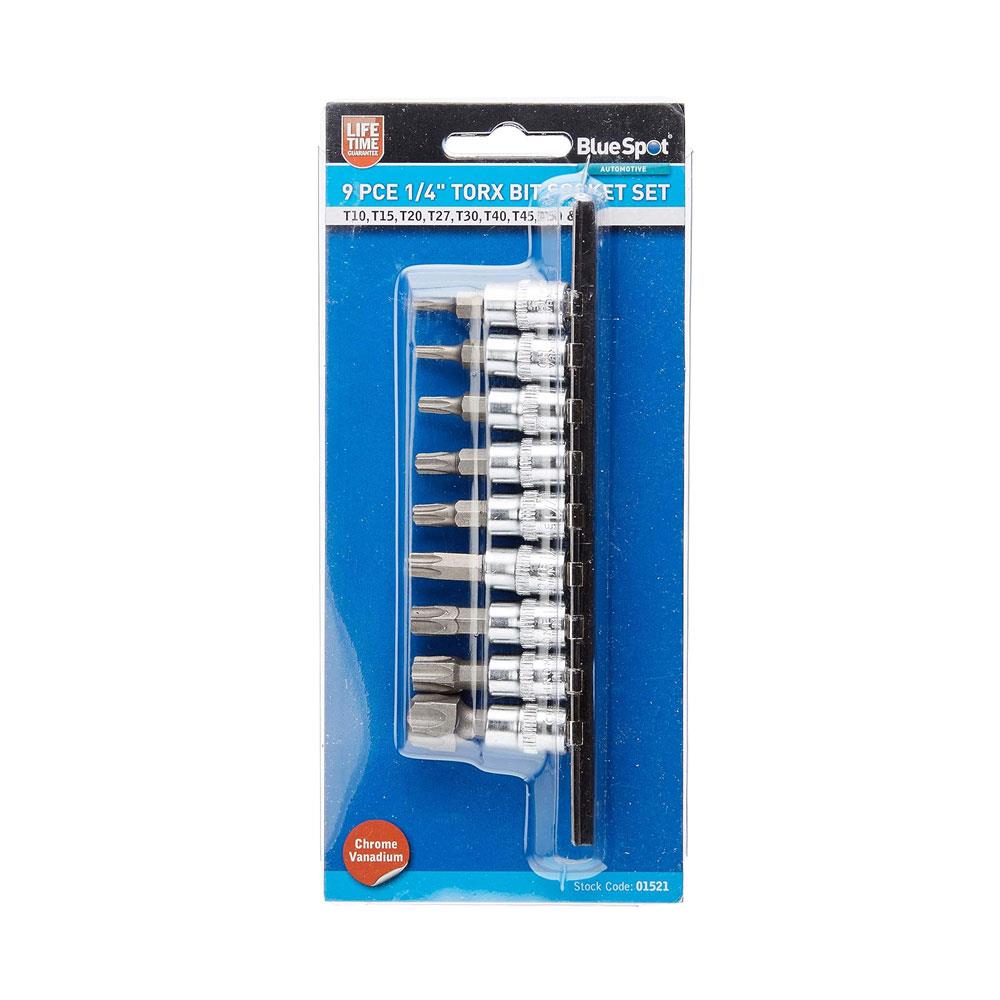 Blue Spot Tools 1/4 Inch Torx Bit Socket Set (T10-T60) - 9 Piece