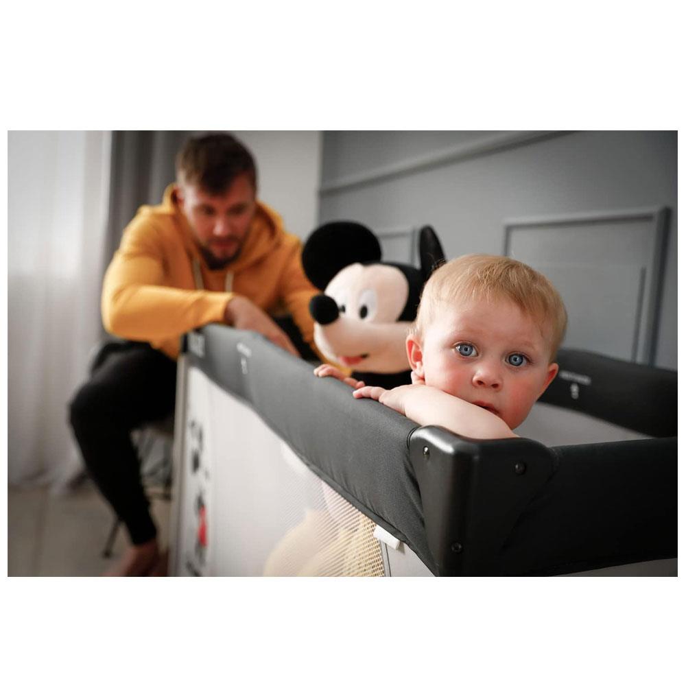 Hauck Dream N Play Disney Travel Cot Baby Bed Compact Folding 120 x 60cm - Mickey Stars