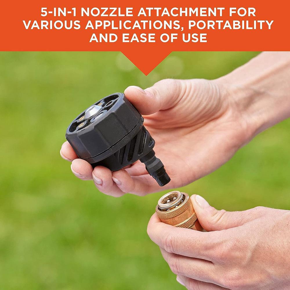 Black & Decker 18V Pressure Washer And Cleaner With 1 x 2ah Battery And 1A Charger 5 Accessories - Orange/Black
