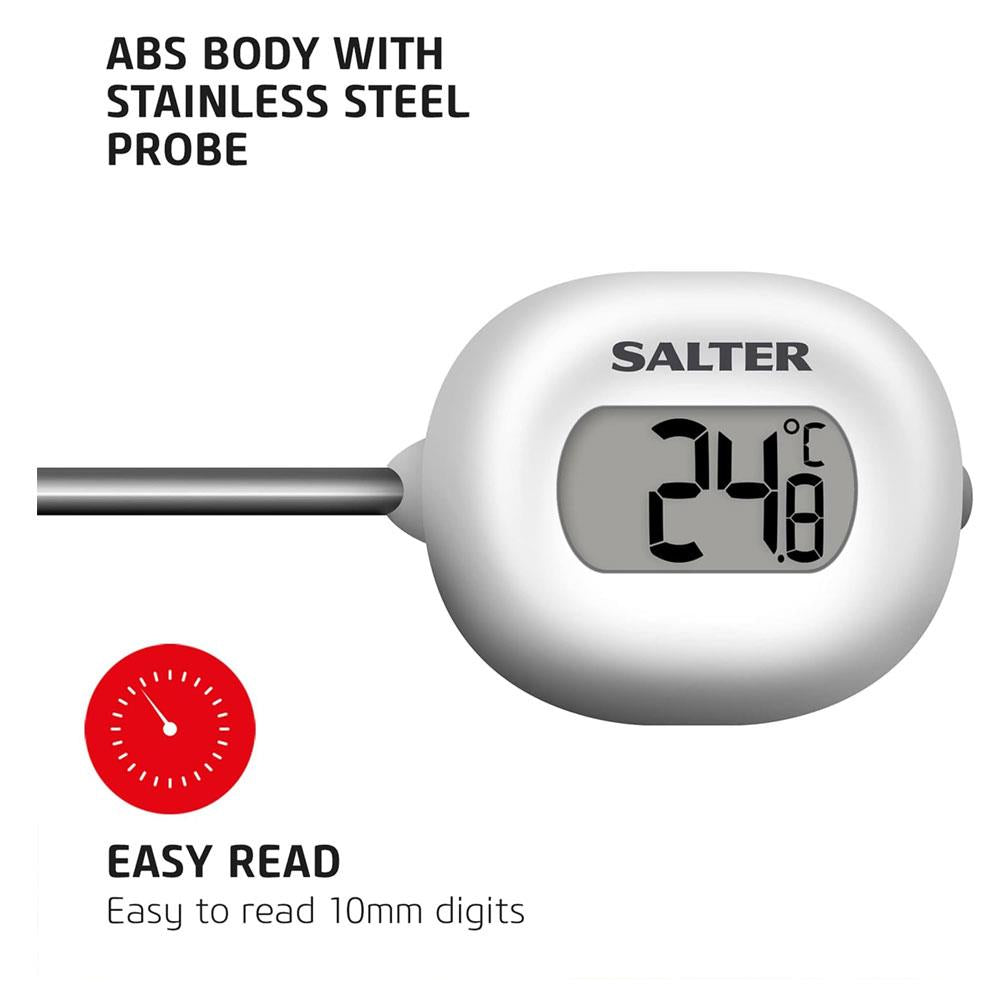 Salter Instant Read Digital Meat Thermometer - Silver/White