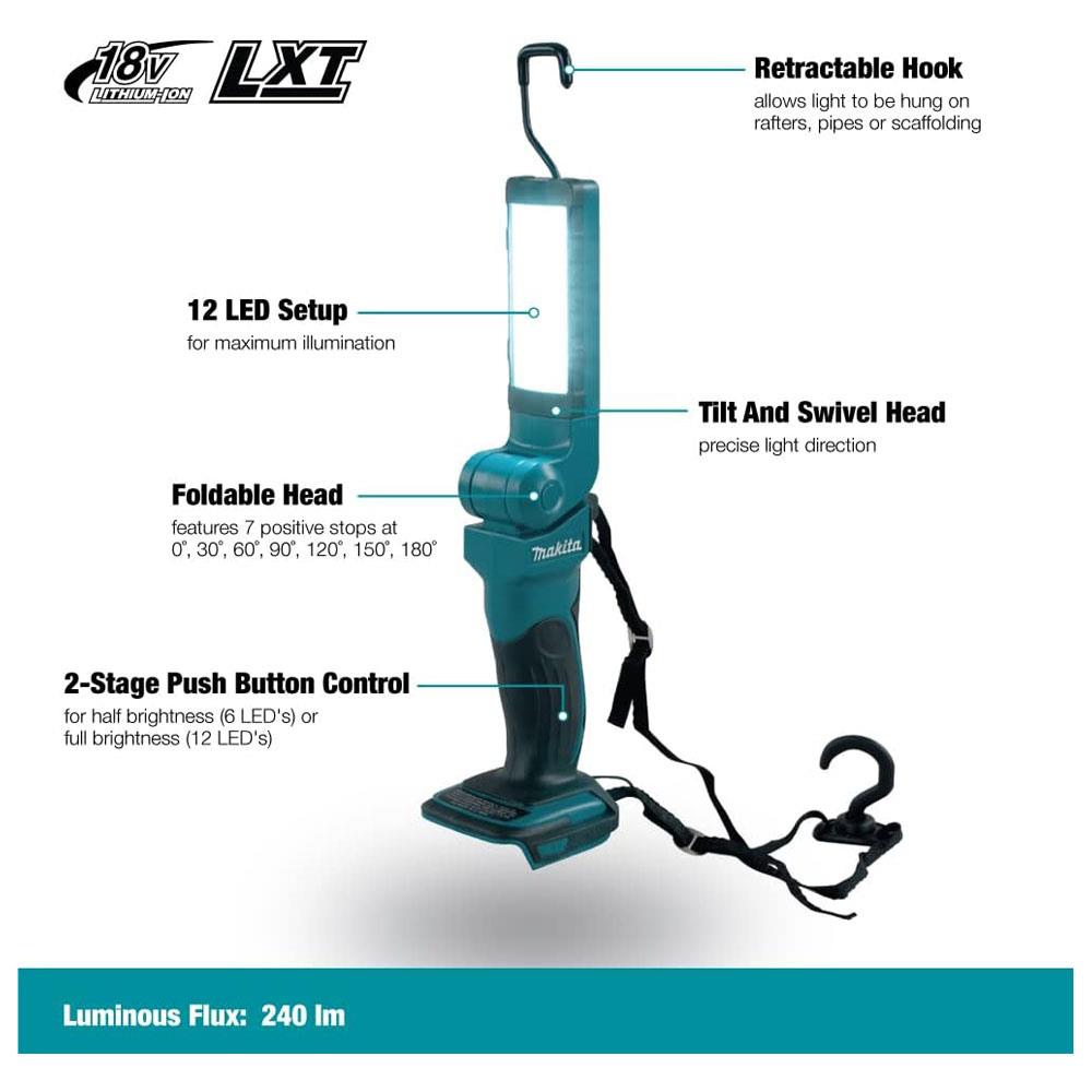 Makita 14.4V To 18V Li-ion LXT Florescent 12 LED Torch - Bare Unit