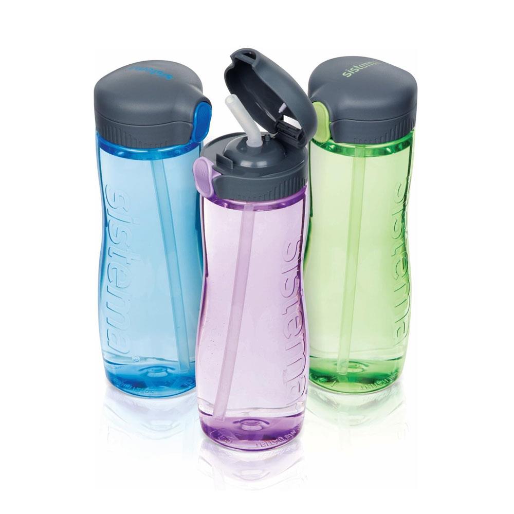 Sistema Hydrate Quick Flip Straw Water Bottle 800ml - Assorted Colours