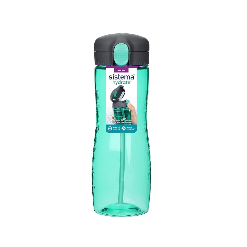 Sistema Hydrate Quick Flip Straw Water Bottle 800ml - Assorted Colours