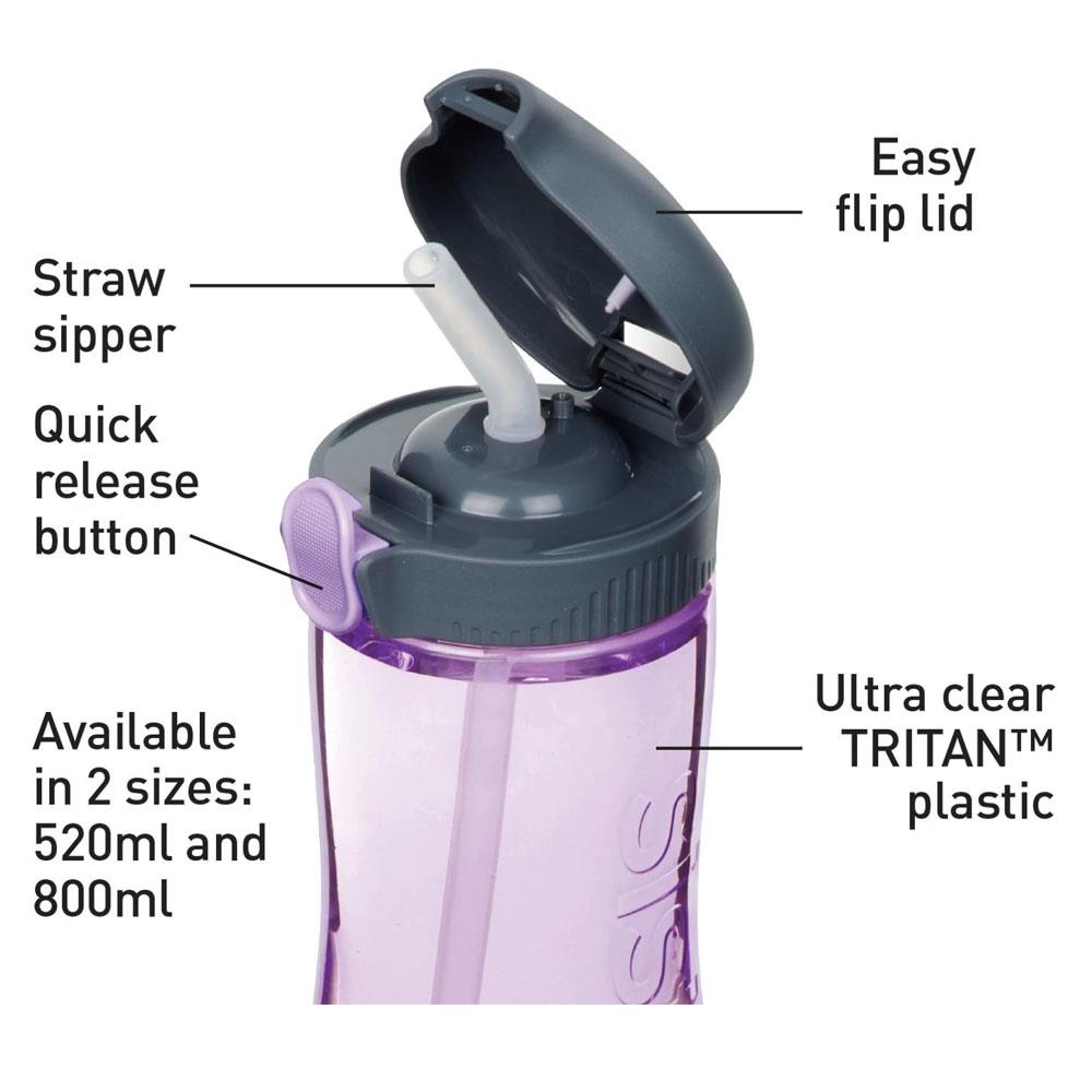 Sistema Hydrate Quick Flip Straw Water Bottle 800ml - Assorted Colours