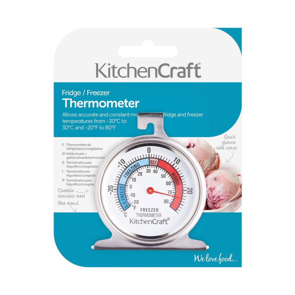 KitchenCraft Dial Type Freezer Fridge Thermometer Stainless Steel - Silver