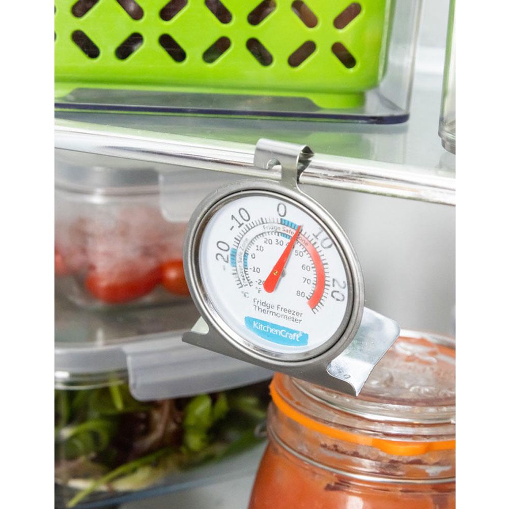 KitchenCraft Dial Type Freezer Fridge Thermometer Stainless Steel - Silver
