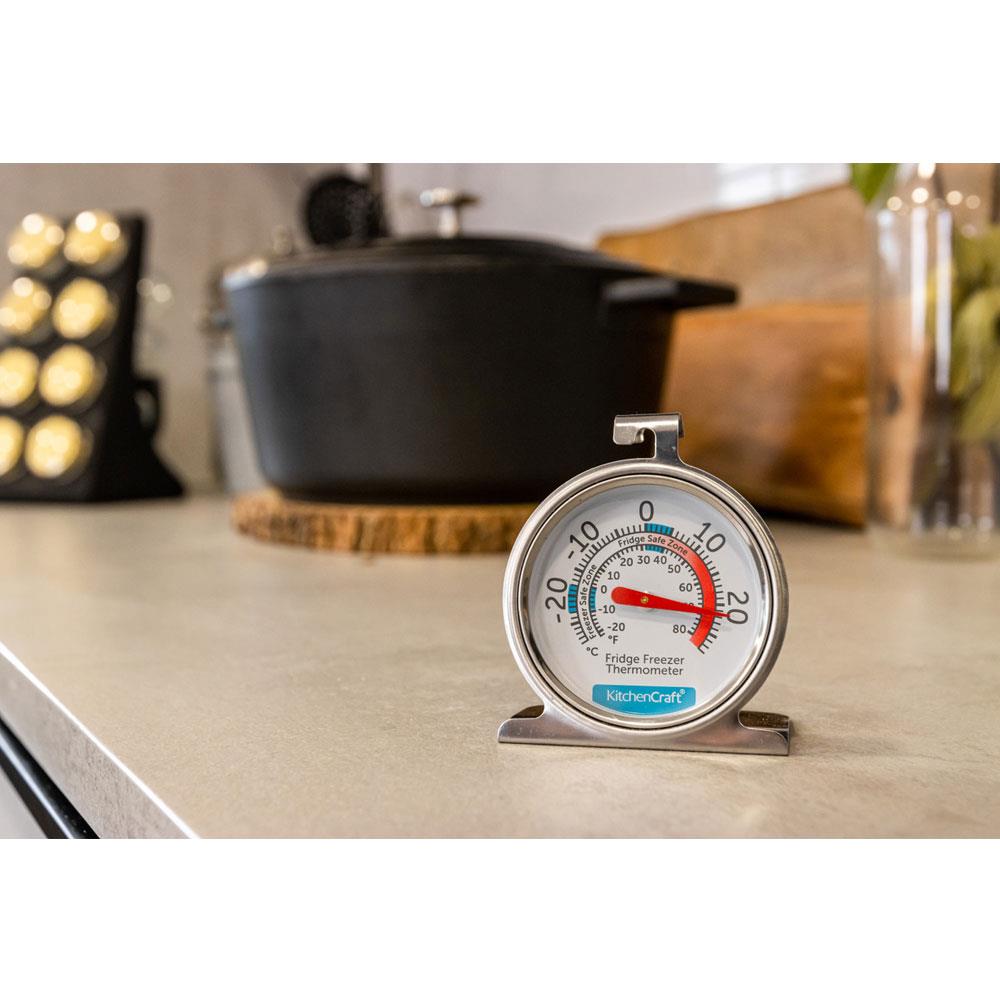 KitchenCraft Dial Type Freezer Fridge Thermometer Stainless Steel - Silver