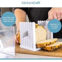 KitchenCraft Expandable Stay Fresh Bread Keeper Bread Bin Acrylic With Bread Slicer Large - Clear