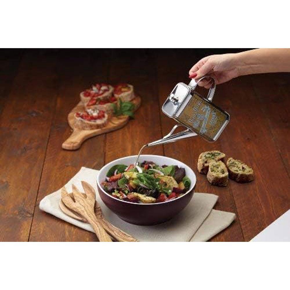 KitchenCraft World of Flavours Italian Olive Oil Can Drizzler Pourer Spout Stainless Steel 500ml - Silver