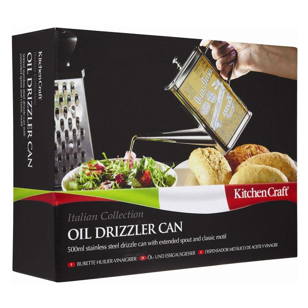 KitchenCraft World of Flavours Italian Olive Oil Can Drizzler Pourer Spout Stainless Steel 500ml - Silver