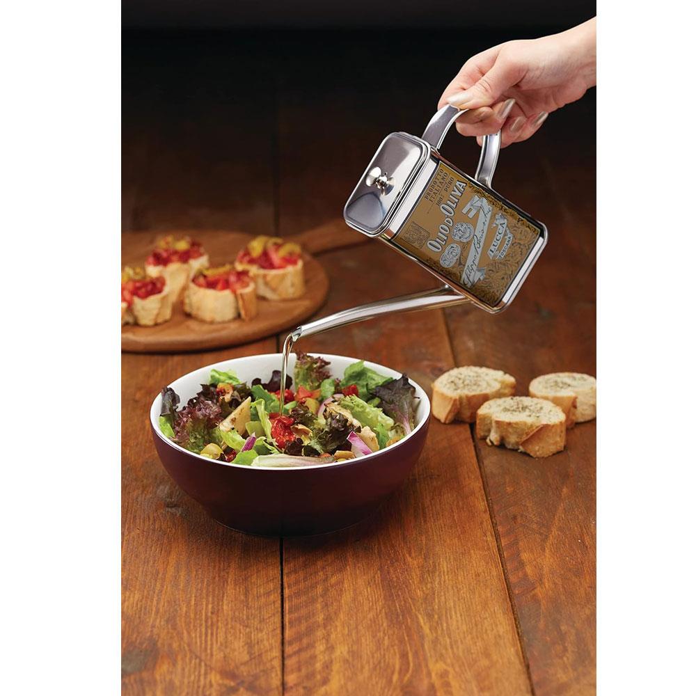 KitchenCraft World of Flavours Italian Olive Oil Can Drizzler Pourer Spout Stainless Steel 500ml - Silver