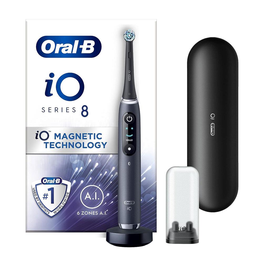 Oral-B iO8 Electric Toothbrushes With Magnetic Technology 6 Modes Travel Case - Black Main image