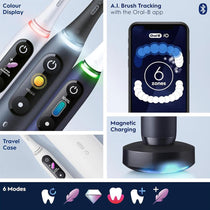 Oral-B iO8 Electric Toothbrushes With Magnetic Technology 6 Modes Travel Case - Black