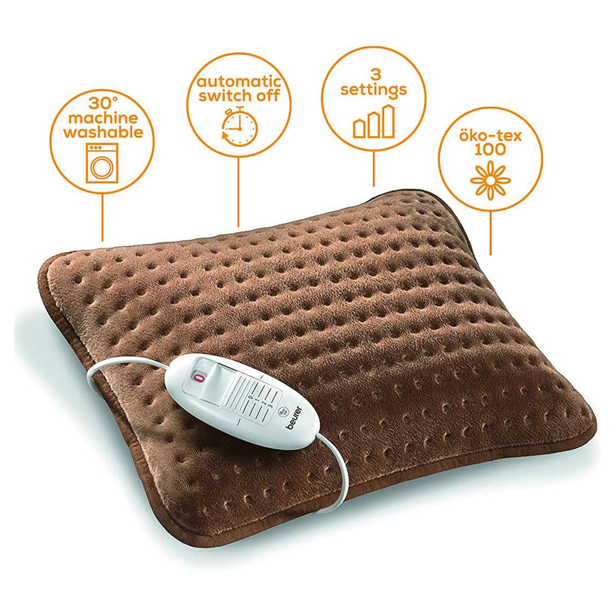 Beurer Heat Pad Disguised As Cosy Sofa Cushion With Rapid Warm Up Function - Beige