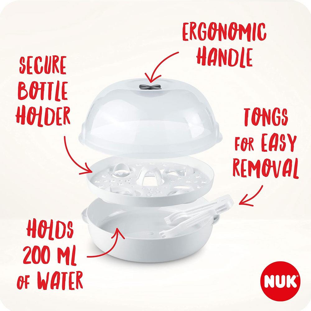 NUK Micro Express Plus Microwave Bottle Steriliser - White/Clear