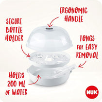 NUK Micro Express Plus Microwave Bottle Steriliser - White/Clear