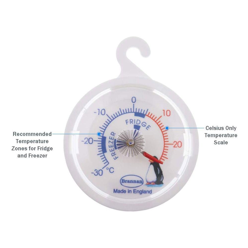 Brannan Dial Fridge Or Freezer Thermometer For Refrigeration Temperature Control - White