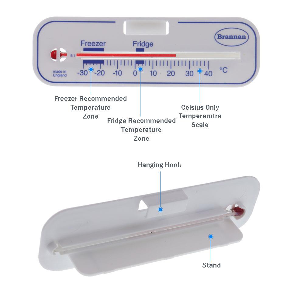 Brannan Horizontal Fridge Or Freezer Thermometer - White