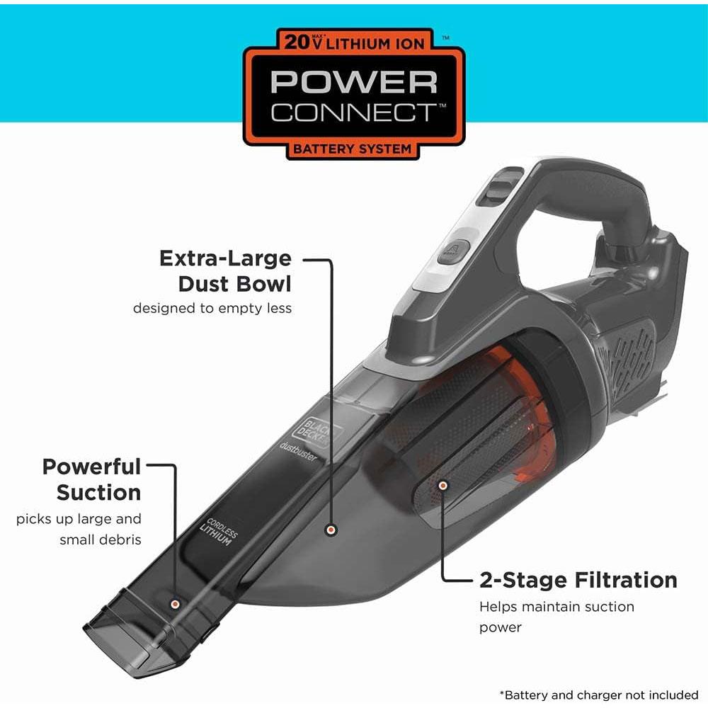 Black & Decker 18V Power Connect Dustbuster Handheld Vacuums Cleaner Bare Unit - Gray Secondary image